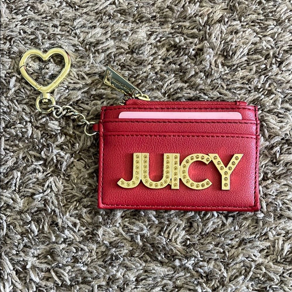 Juicy Couture Red Card Holder with Gold Accents